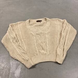vintage v-neck cable knit sweater
